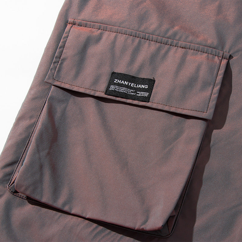 Retro laser reflective gradient casual jacket