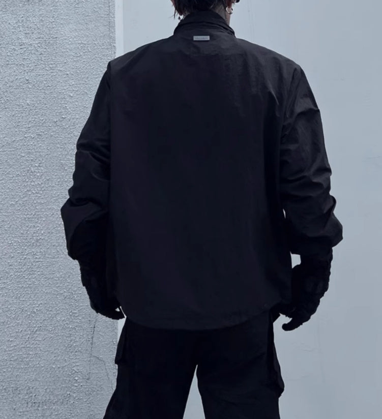 Double Zipper Stand Collar Shell Jacket