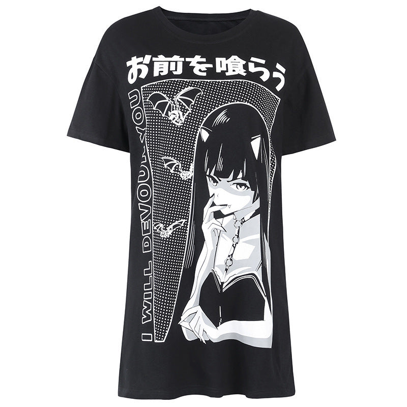 Long gothic print T-shirt