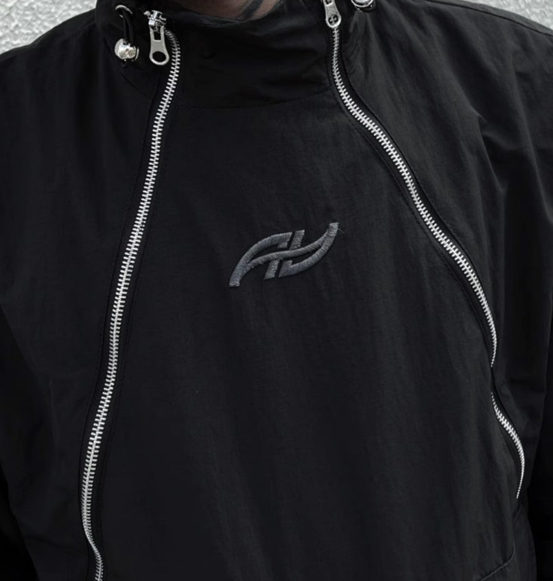 Double Zipper Stand Collar Shell Jacket