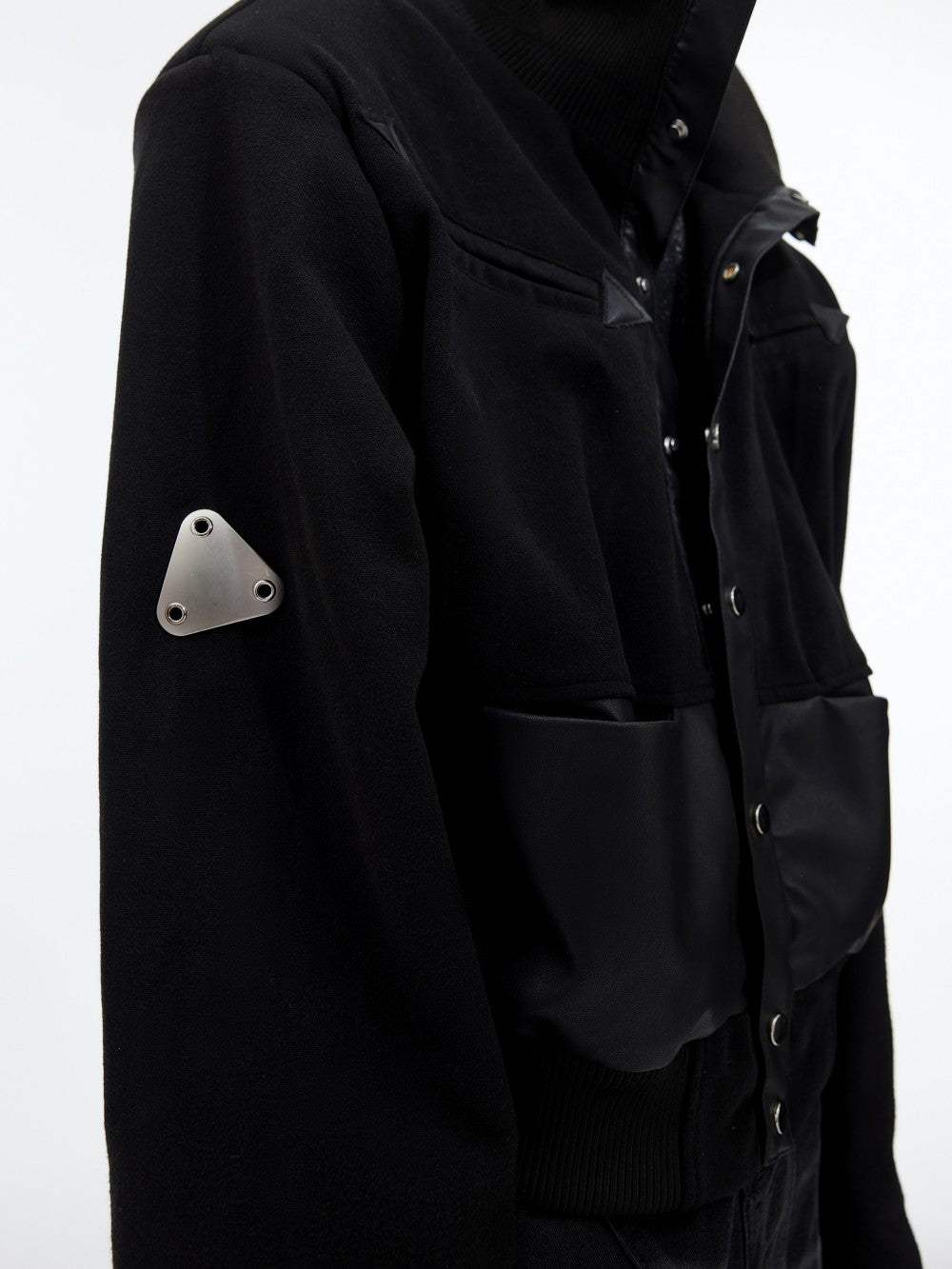 Stand Collar Padded Shoulder Short Jacket