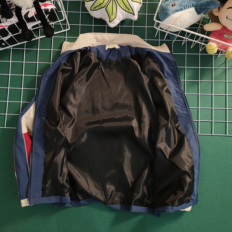Retro Color Contrast Patchwork Baseball Jacket