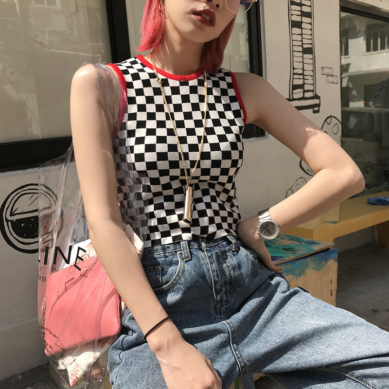 CHECKERED CROP TOP