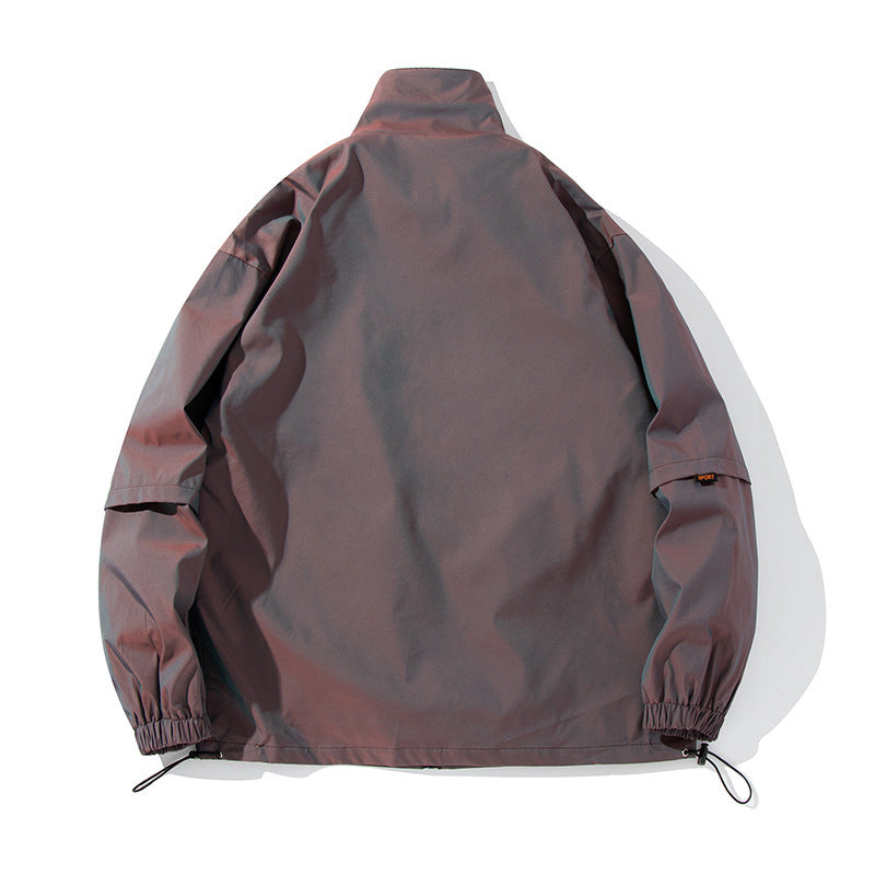 Retro laser reflective gradient casual jacket