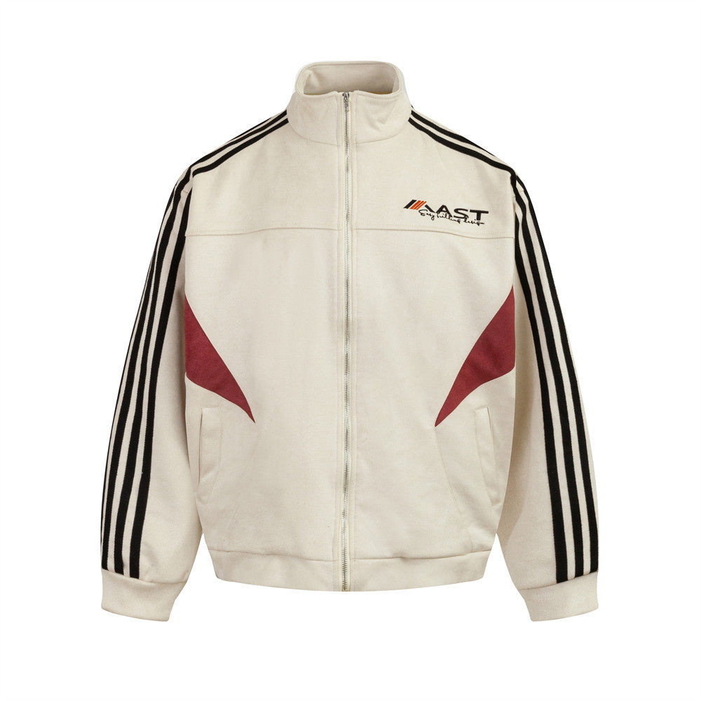 Retro Mixed Color Stripe Three-bar Sports Jacket