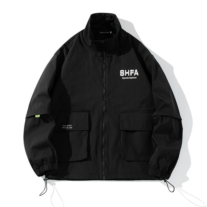 Retro laser reflective gradient casual jacket