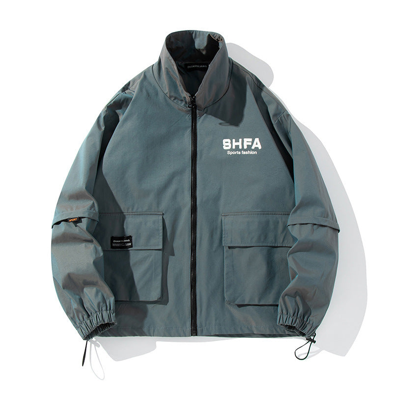 Retro laser reflective gradient casual jacket