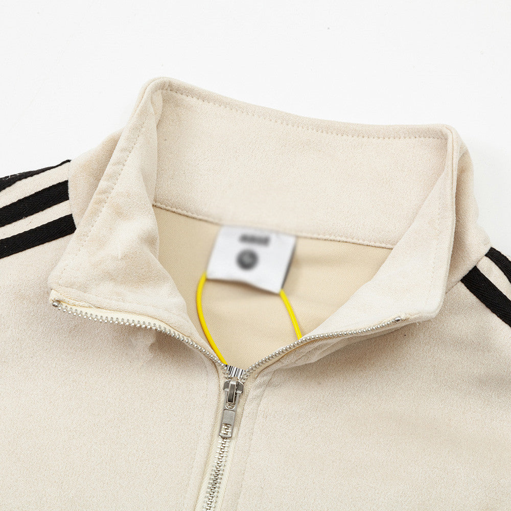 Retro Mixed Color Stripe Three-bar Sports Jacket