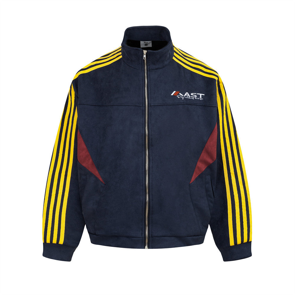 Retro Mixed Color Stripe Three-bar Sports Jacket