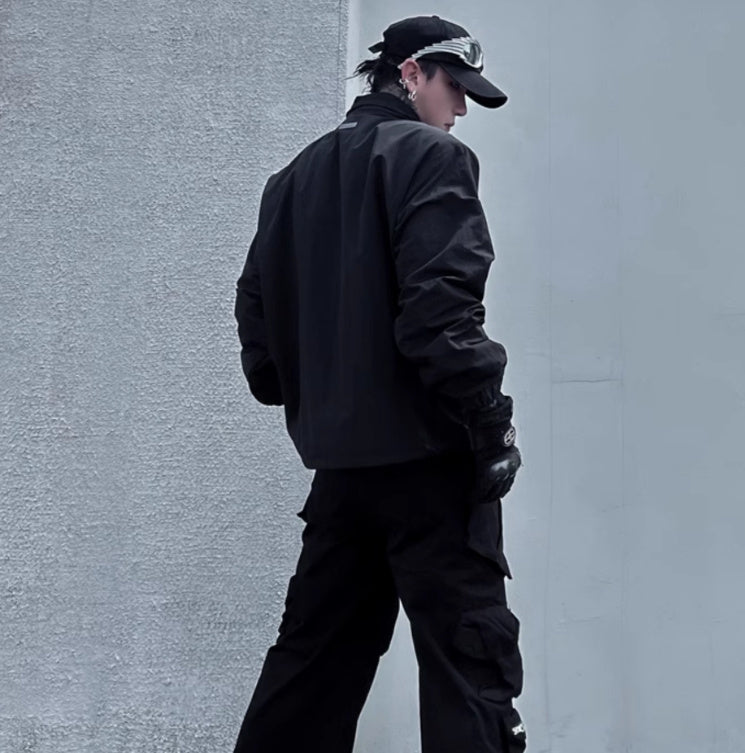 Double Zipper Stand Collar Shell Jacket